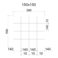 Грильято ячейка 150x150, высота 40 мм, ширина 10 мм, черный
