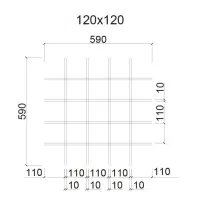 Грильято ячейка 120x120, высота 30 мм, ширина 5 мм, черный