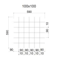 Грильято ячейка 100x100, высота 50 мм, ширина 10 мм, белый матовый